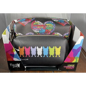 French Bull Bulldog Dog 2 Piece Cosmetic Makeup Bag Set Multicolor LiveVivid NEW
